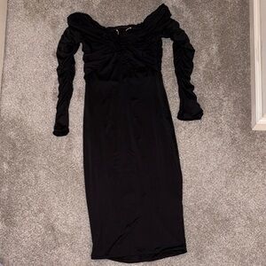 Oh Polly Elegant Black Long Sleeve Dress